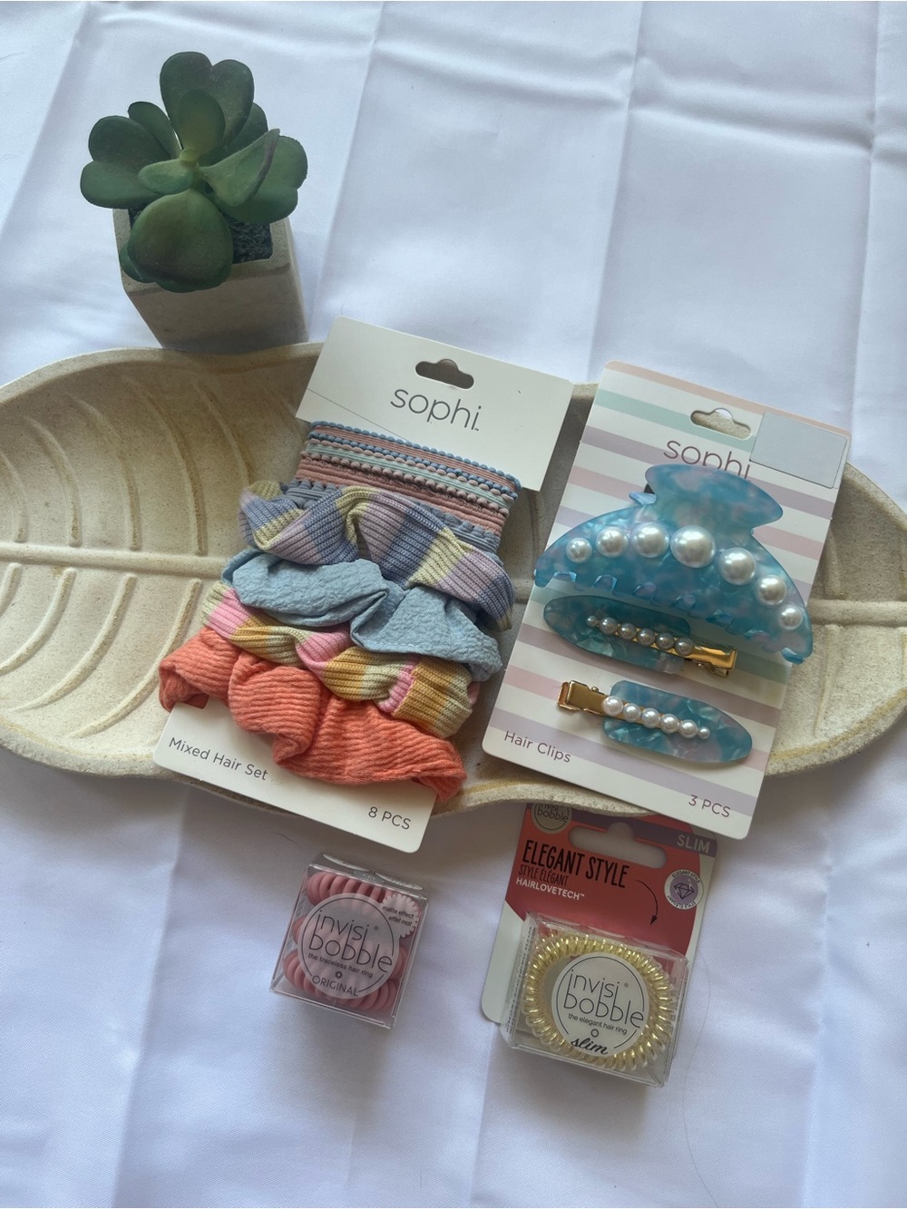 Mixed Color Hair Accessories Set - Blue, Pink, Coral